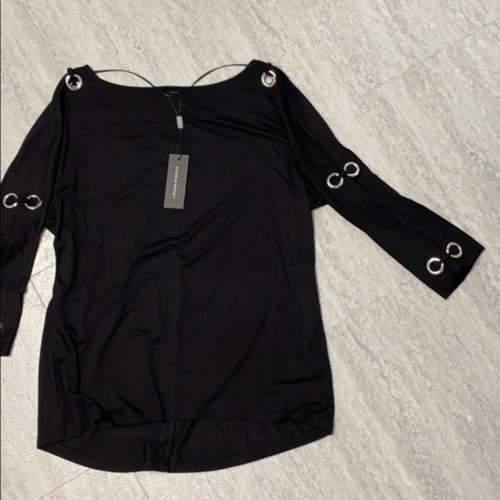 Cable & Gauge Boat-Neck 3/4 Split-Sleeve Top, S